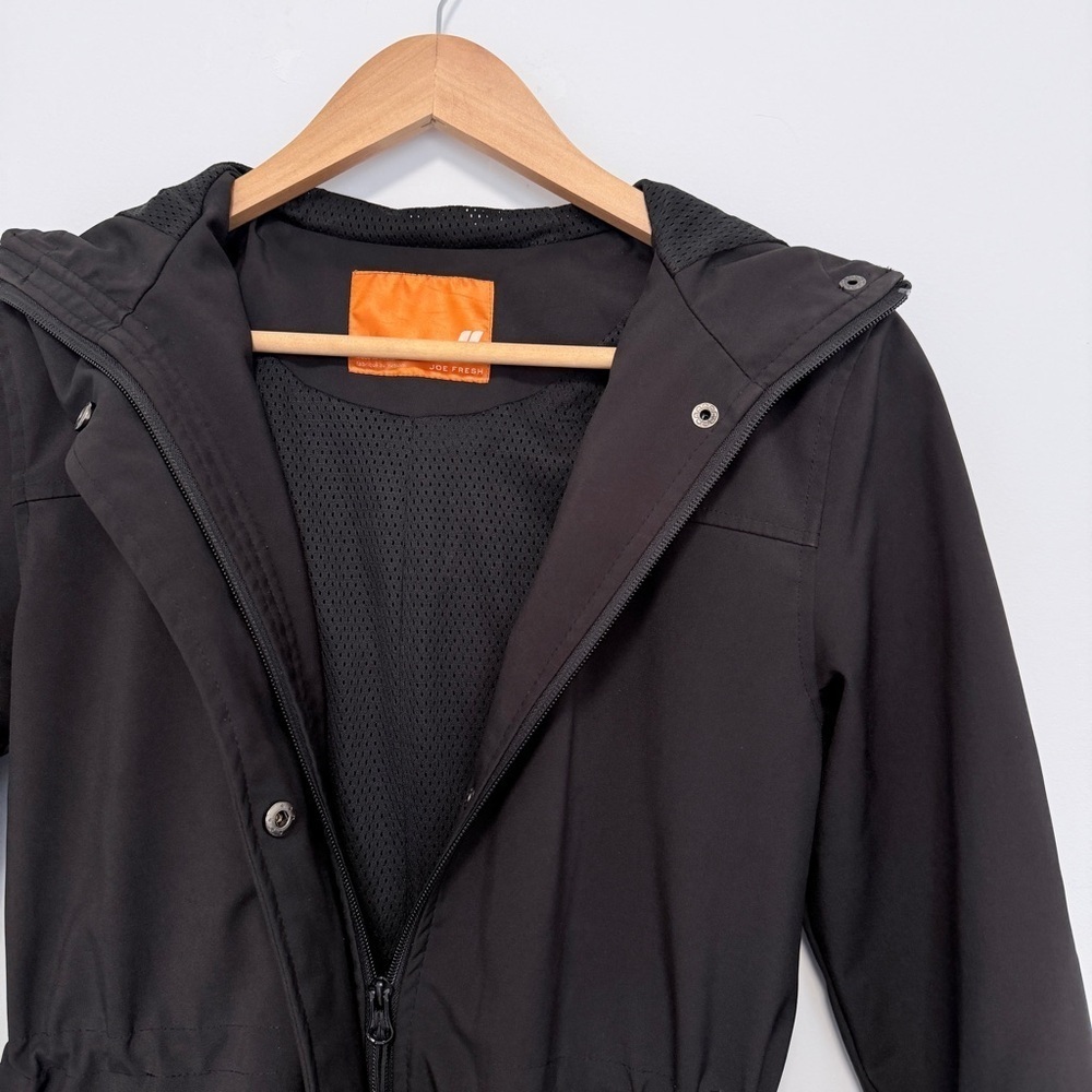 Joe Fresh Black Waterproof Hooded Trench Coat - Picture 2 of 4